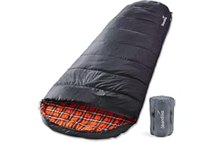 Skandika Vegas Flanell - Sac de Couchage sarcophage XXL, Doublure Flanelle, Adulte, jumelable, 3 Saisons, jusqu'à -12°C, 220 x 110 cm | Hiver Outdoor Camping Randonnée