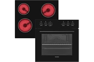 Telefunken ECH65A-B2 Einbauherd-Set | Elektro-Herd-Kochfeld-Kombination | Backofen mit Grill und Umluft | Rahmenloses Glaskeramik-Kochfeld mit 4 Zonen | 65 Liter | 60 cm | Edelstahl