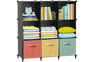 ‎AWTATOS AWTATOS Kleiderschrank mit 9 Würfeln, Storage Shelves, DIY Regal Würfel, PP Steckregal Kunststoff, Kinderregal, Spielzeugregal, Faltschrank, Shelves, Standregal, Schwarz ULPZ004