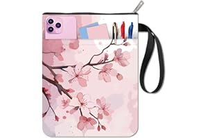 CRASPIRE Housse de Livre à Fleurs de Cerisier Couverture de Livre à Fleurs de 11x8.7 pouce Poche Avant à Fermeture Éclair Pochette de Livre en Tissu Lavable Protection pour Lecteurs Accessoires Freind