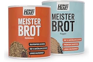 ‎HUNGRY HEART Hungry Heart - Mission Unknwon - Frisches Kürbiskernbrot 1 x 480gr & Frisches Roggenbrot 1 x 300gr | Glutenfreies Brot mit 100% Natürlichen Zutaten | 4 Jahre haltbar | Snack Dosenbrot