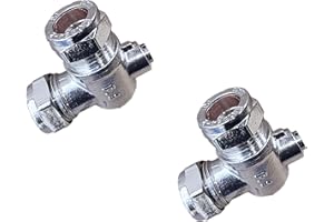 NATIONAL PLUMB 15mm Angled Isolation Valves, 2 Pack, Chrome Plated, WRAS Approved, Brass Pipe Fittings,