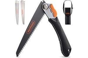VonHaus Pruning Saw – Folding Hand Saw with 3 Blades, Safety Lock, Storage Pouch, Textured Handle – Portable, Handheld & Lightweight for Tree Pruning, Camping, Garden Jobs, Metals, Plastics & More