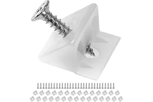 YOUR DAY MATE Cales pour meubles pour fonds de tiroirs et parois arrière d'armoire affaissés, 30 cales, vis à bois M2 x 16 mm incluses, en blanc, en plastique, entretoise d'angle en forme de L 14 x 9 mm, connecteur