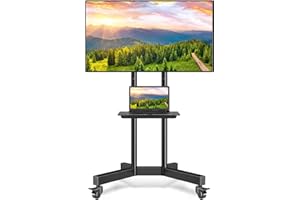 RFIVER Mobile TV Stand na kółkach do 32-75 calowego ekranu plazmowego LCD/LED/OLED, mobilnego podłogowego stojaka do telewizorów z regulowaną wysokością, MAX 50KG i VESA 600x400mm