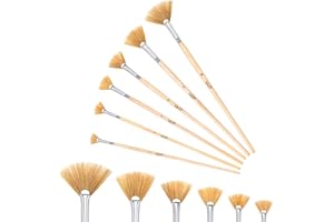 WLOT 6 pièces Pinceau en éventail Ensemble de Pinceaux Artiste Set Cheveux Naturels en Poils de Porc Professionnel pour Pétrole Aquarelle Acrylique