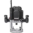 Trend T12 1/2 Inch Variable Speed Workshop Router, Perfect for Lock Fitting, Worktop Joints & Timber Profiling, 2300W, 240V, Black, T12EK