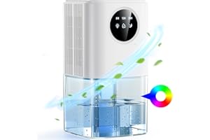 KITMOUS Deumidificatore d'aria 1800ML, Desmidificatore Elettrico Ultra-Silenzioso (≤38 dB), Atmosfera 7 LED Touch, Spegnimento Automatico, Dispositivo Portatile con Timer per Spogliatoio, Bagno, Camera da