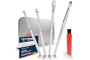 NEUMANN® Wiederverwendbares Ohrenreinigungs-Set - rostfreier Edelstahl - Handliche Aufbewahrungsbox (Schlinge, Spirale & Löffelform) Premium Ohrenschmalz-Entferner für Erwachsene [Silber Edelstahl]