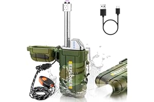 Bistfy Mechero Electrico con Linterna y 360° Flexible Cuello Encendedor Eléctrico USB Recargable, Tipo C Encendedor Barbacoa Cortaviento y Impermeable Plasma sin Llama para Vela Camping Estufa de Gas