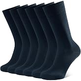 CLOSEMATE Men's Executive Socks Thin Cotton 6 Pairs | Seamless and Breathable Elastic for Work Suit and Dress Black