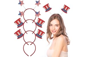 VALICLUD Star Headband 4pcs 4th Of July Party Headband American Flag Star Top Hat Head Bopper Patriotic Hairbands Headdress For Independence Day Celebration Headwrap
