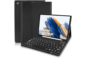 HOFSOS Coque Clavier pour Samsung Galaxy Tab A8 10.5 2021(SM-X200/X205/X207), AZERTY Français Étui Clavier Magnétique Bluetooth sans Fil Etui Housse avec Pen Holder pour Samsung Tab A8-Noir
