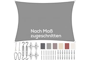 Aiyaoo Balcony Awning 2 x 4 m Waterproof Rectangular in Many Sizes and Colours with Mounting Kit PES Polyester, Sun Protection 95% UV Protection, Tear-Resistant Weatherproof for Patio Garden Light