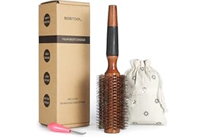BESTOOL Cepillo de pelo con cerdas de jabalí y nailon para peinar, secar, rizar, agregar volumen y brillo (2.5 inch)