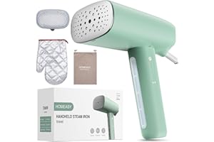 HOMEASY Plancha Vapor Vertical, Plancha de Ropa Vertical en Uso Húmedo y Seco, Plancha Portátil para Viaje, Plancha Vertical Vapor de Calentamiento Rápido, Depósito Desmontable(Verde)