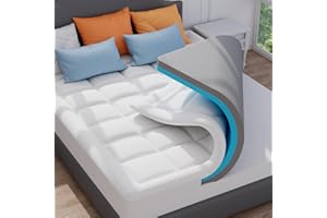 ELEMUSE Dual-layer Memory Foam Mattress Topper with Bamboo Pillow Top Cover for Back Pain Relief, with OEKO-TEX & CertiPUR-US (Double 135x190cm,10cm)