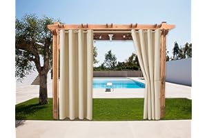 SK Studio 1 Panel de Cortina para Exteriores a Prueba de Viento Impermeable Cortina Patio Cabana Porche Gazebo Panel de Cortinas Beige, 254x241cm