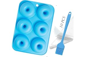 Aoibeely Molde para Donut de Silicona, 1 Piezas molde donuts,1 Piezas Cepillo de Silicona, 10 Piezas Bolsas de Pastelería, Solía ​​Hacer para Pasteles, Galletas, Bagels