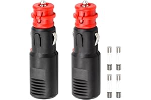 BLUESEABUY 2 Stk Sicherheits-Universalstecker 12V-24V Zigarettenanzünder Stecker Autostecker Zigarettenanzünderbuchse 20mm Zig./ 12mm DIN Normstecker mit 10A Sicherung und Schalter für Kfz Auto LKW PKW Motorrad