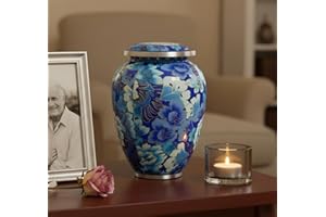 ESPLANADE Cremation Urn Memorial Container Jar Pot | Full Size Standard Urns | Metal Urns | Burial Urns (Blue)