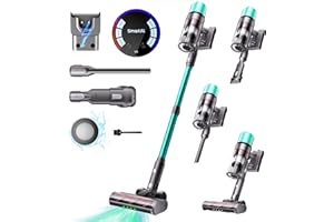 SmartAI V5 Aspirateur Balai sans Fil, 55Kpa/600W/80Mins Aspirateur sans Fil Puissant, Autoportant Aspirateur Balai, Autonomie Ultra-Longue pour Tapis, Sols Durs, Poils d'animaux