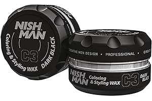 NISHMAN Cera para Coloración C3 - Dark Black 100g - Coloración Temporal Instantánea, Estilizado y Fijación para Todo Tipo de Cabello – Fijación Duradera y Acabado Brillante - Color y Estilizado en Uno