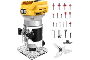 WingFly Fresatrice per Bordi a Batteria per Dewalt 18 V, 20 V, Rifilatore Fresatrice Portatile Senza Spazzole per Lavorazione del Legno, con Set di Frese da 15 Pezzi