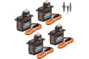 Adeept 4Pcs Micro Servo Motor Kit AD002 9G Servo Motor Metal Geared for DIY Smart Car Robot/Robotic Arm/STEM Raspberry Pi Arduino Project/Helicopter Plane Boat