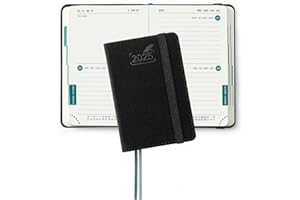 BEZEND Mini Agenda Bi-Giornaliera 2025 Tascabile 2 Giorni per Pagina - Agenda Settimanale 2025 Piccola 1 Settimana su 4 pagine - Copertina Rigida in Pelle PU, A7 12 x 8 cm, Negro