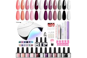 PHOENIXY Kit Unghie Gel Completo, 12 Colori, Lampada UV/LED 36W, Accessori, Set Unghie Semipermanente Professionale