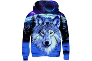 AIDEAONE Kids Boys Girls 3D Print Fleece Pullover Hoodies Sweatshirt with Kangaroo Pocket