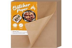 NEBURORA 100Pcs Brown Butcher Paper Sheets, 12 x 12 inch, Uncoated, Unwaxed, BPA Free, Disposable, Ideal for Smoking Meats