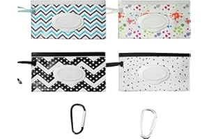 LSYYSL 4pcs 24 * 14cm Distributeur de sac de lingettes humides portable, sac à langer pour bébé, rechargeable, peut être utilisé pour les voyages quotidiens, les voyages, etc. Avec 2 mousquetons