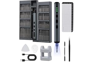 Hixava 72 en 1 Kit Tournevis de Précision Mini Tournevis Electrique Sans Fil Set de Tournevis de Précision avec 64 Embouts Magnétiques 5 Réglages de Couple pour Ordinateur Portable Lunettes Montres