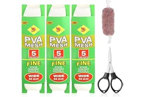 Nelxsene 15m Sacchetti PVA Carpfishing Confezione di Ricarica,25/37/44mm Rete da Pesca PVA,con Ad Forbice,Sacchetti per Esche in PVA Solubile in Acqua