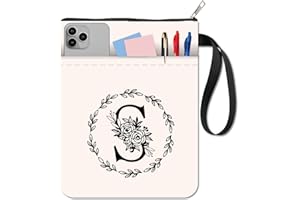 craspire Couverture de Livre Lettre S Housse de Livre à Fleurs Protection de Livre Blanche pour Livres Brochés Couverture de Livre en Tissu Lavable avec Fermeture Éclair et Poche Supplémentaire