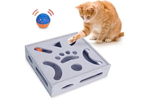 PETKARAY Juguete de rompecabezas para gatos, juguetes interactivos para gatos de interior, juguete de bola Kittern con caja de rompecabezas de fieltro suave