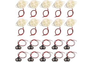 GALDOEP 10 Stück DC 3-24V Elektronischer Summer Alarm，Piezo Elektro Alarm Piezoelektrischer Summer Piezo Sounder kontinuierlicher Sound Intermitent Piepton und 10 Stück 9v Batterie Clip Anschluss