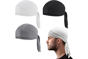 AIEIEII 3 PCS Durag Mens, Durable Bandana for Men, Adjustable Aesthetic Durags for Mens Quick Drying, Wicking Practical Suitable for Men's Sports Cycling Running Wearing