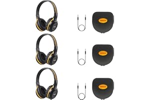 SIMOLIO 3 Pack Wireless IR Headphones for Honda & Odyssey, CR-V, Accord, Pilot, Ridgeline, RDX, MDX, with Carrying Cases/AUX Cord, Share Port, 2 Channel Folding IR Car DVD Replacement Headsets