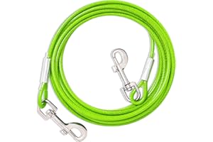 FENGCO Tie Out Leads for Dogs, 3/6/9/15 m, Tie Out Cables for Dogs, Yard Lead for Medium to Large Dogs (Green, 3 m)
