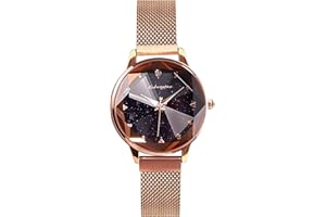 RORIOS Moda damska Zegarki Błyszczące Gwiaździste Niebo Dial Mesh Band Kobiety Zegarki Łatwe Zegarki