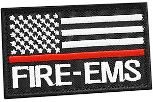 2AFTER1 American EMS Fire Rescue Thin Red Line 2x3.25 US Flag Medic Firefighter Morale Hook cap Patch