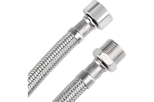 SVALOR 2 Stück Flexschlauch 1/2 Zoll,Panzerschlauch 1/2,Überwurf und Außengewinde,Verbindungsschlauch mit Edelstahlumflechtung,Anschlussschlauch Armaturenschlauch für Wasserhahn Eckventil Spülkasten(25cm)