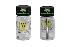 NOVAELEMENTS Tungsteno Elemento 74 W, Muestra Puro 5 Gramos 99,99% en Vial de Vidrio con Etiqueta