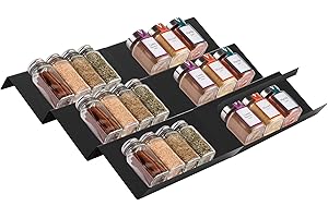 HAOYULUO 6 pezzi Portaspezie da cassetto, Porta spezie cassetto grande capacità, Larghezza regolabile, La larghezza si estende da 23 cm a 46 cm, sistema di stoccaggio e organizzazione della cucina