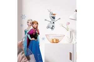 KOMAR Frozen - Adesivo da parete con Anna ed Elsa, dimensioni 50 x 70 cm, motivo: Disney