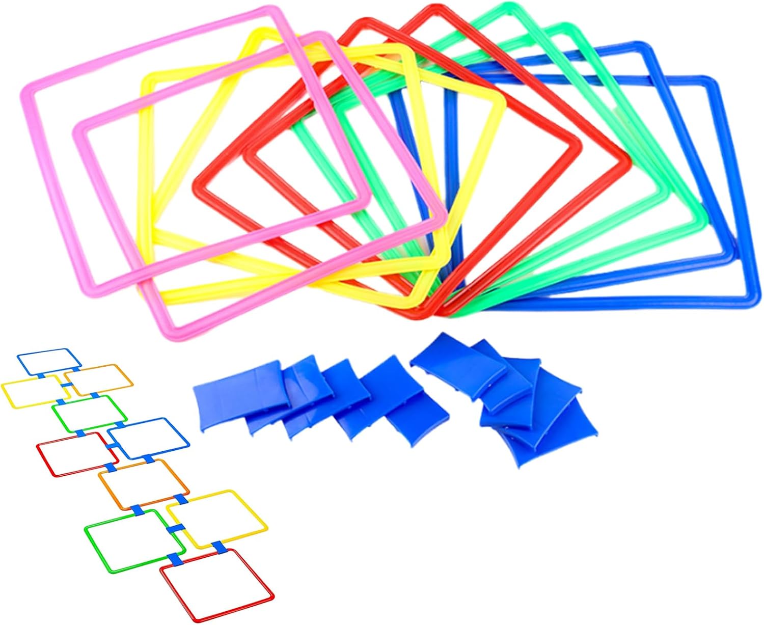 Juego de anillos Hopse, 38 x 38 x 1,5 cm, 10 conexiones, juego de entrenamiento para el patio de recreo, divertido juego de acondicionamiento y agilidad para K