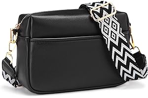 DXIOKO Crossbody Bag Damen, Veganem Leder Kleine Umhängetasche Damen, Handytasche zum Umhängen mit Breiter Gurt, Moderne Taschen Stylisch Schultertasche Handtasche Damen (Schwarz)